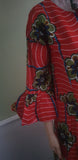 Ankara knee length dress in african print, Red multi  dress 14/16 size uk